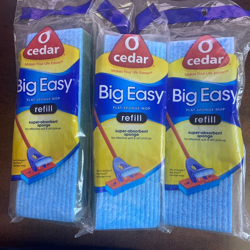 NEW O-Cedar Big Easy Flat Sponge Mop Refill  (3 Pack)